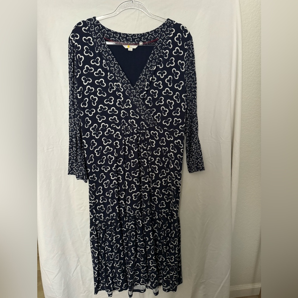 Boden Dress Size 16L Blue Flower Design